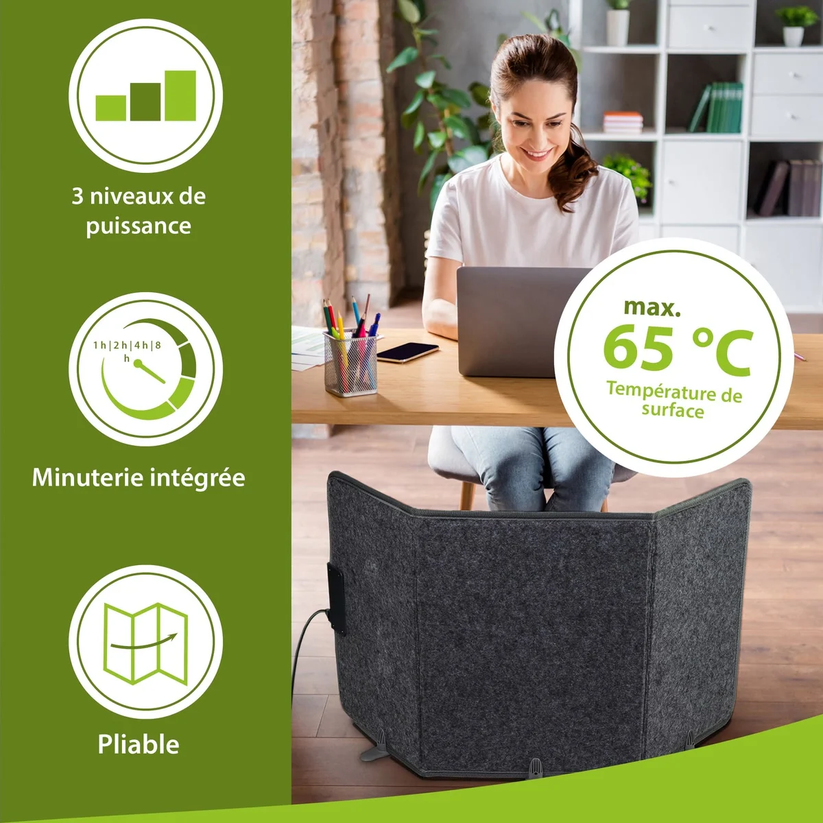 Mi-Heat panneau chauffant sous bureau, vue 2