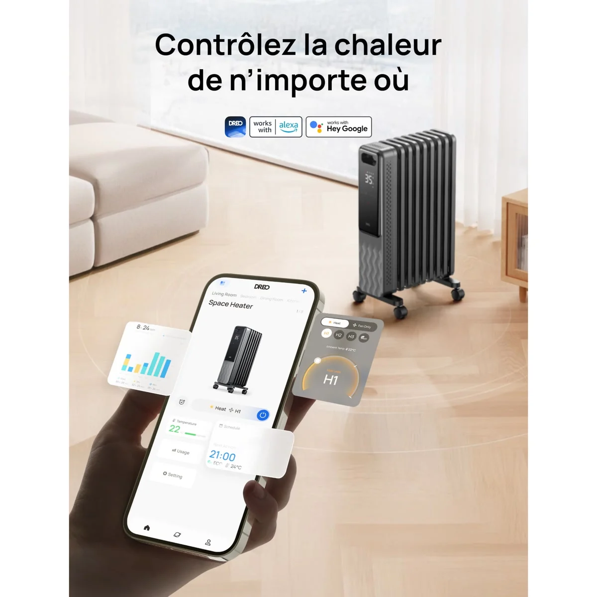 Dreo Radiateur bain d’huile DR-HSH010, vue 6